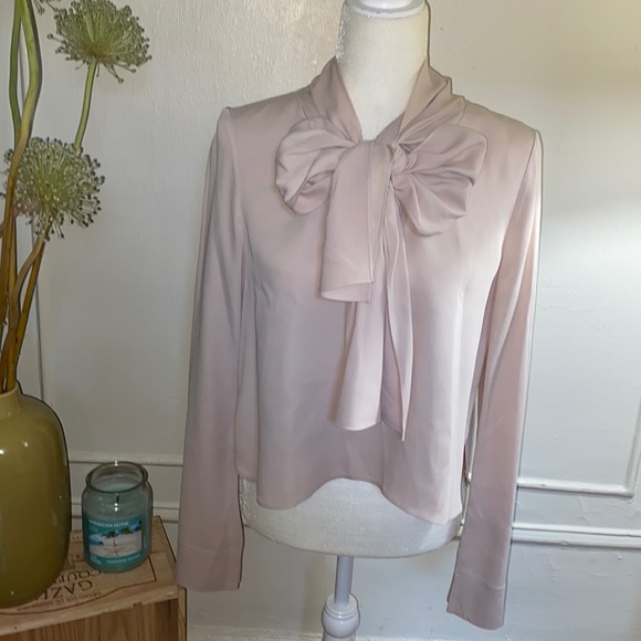 KHAITE Tops - Khaite Bow Neck Satin Blouse